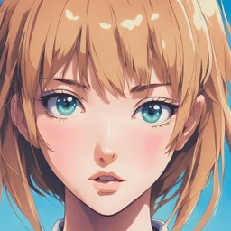 1990s anime style low res of anime girl face close up