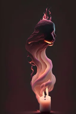 A logo. - 8k A long burning candle with melted wax at the edges, from which smoke of a pinkish color emerges, in the shape of a girl, giving you a sense of relaxation and comfort."