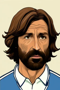 Andrea Pirlo Italian football coach ,cartoon 2d