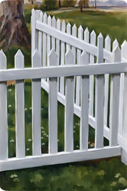 white vinyl fence in yard, photograph