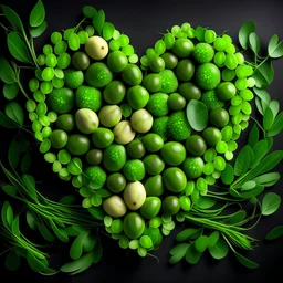 Green heart shape with Lots of green olives in it