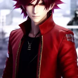 Detailed anime boy, crimson red hair, long parted hairstyle, devil may cry 5 dante hairstyle, wolf ears protruding out, white trench coat, intricate details, full body portrait, keep head in frame, slight smile, black Japanese motif, concept art, highly detailed, digital painting, concept art, sharp focus, illustration, art by Yoji Shinkawa, WLOP and greg rutkowski and alphonse mucha and artgerm and yanjun Chen and Junji ito and Makoto Shinkai, HDR, octane render, highly detailed