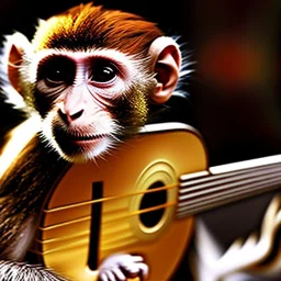 wiremesh rendering of a monkey playing a banjo