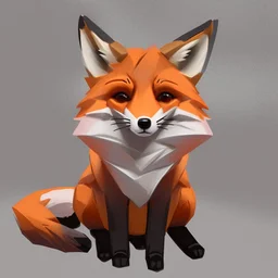 A cute fox that is smooth and appears to be made of concrete or tiles