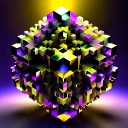 a mandelbulb 3d fractal made of metallic random color cubes a pertty artistc background