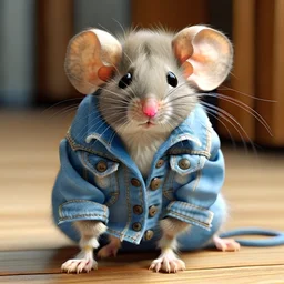 A mouse wearing a jean jacket