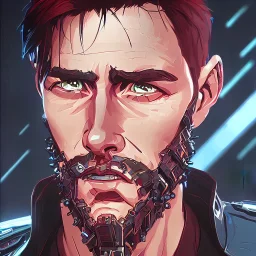 Tom Cruise Christmas cyberpunk military beard art