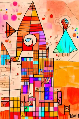 ink transfer in the style of Paul klee the twittering machine