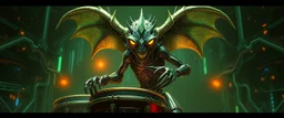 cyberpunk imagery synchronized mechanical gremlin alien drumming flickering stable core