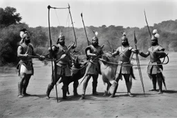 [very impressive high res masterpiece in Kodak Eastman 5247, scene by László Krasznahorkai] As Arjuna and Duryodhana stand shoulder to shoulder, facing the same wooden target in the archery contest, their skills as archers are undeniable. Both warriors possess remarkable talent and prowess with the bow, each capable of hitting their mark with precision and power. Arjuna's form is impeccable, his arrows flying true and striking the target with effortless grace. His mastery of archery shines brigh