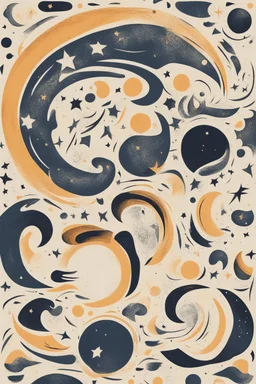 Abstract drawing of the moon and stars