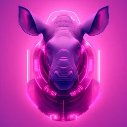 A beautiful portrait of a cyborg rhino pink neon color scheme, high key lighting, volumetric light high details psychedelic background