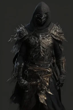 Arab warrior Full Body Full Armored Wearing Face Masculine Mysterious Powerful Fantasy High Quality with his bow black clothes