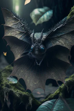 Forest Nymph bat fused ,majestic, Realistic photography, incredibly detailed, ultra high resolution, 8k, complex 3d render, cinema 4d