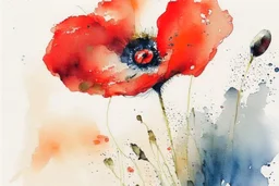abstract watercolour poppy in the style of jean haines