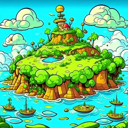 trippy cartoon island