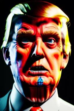 Ultra realistic image, Donald trump zombie, zombie performance, suit, skull, blood, torn arm, night, walking twisted, waist up view, thriller style, dark ambient, highly detailed, White House background, concept art, unreal engine 5, ray tracing, RTX, ultra detail, volumetric lighting, high definition, high resolution.