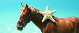 floating sea star munchin on a horse