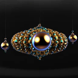 a mandelbulb 3d fractal made of metallic random color iso spheres a pertty artistc background
