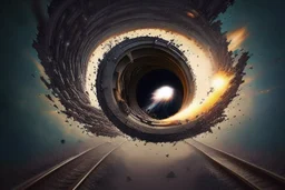 A train falling into blackhole.