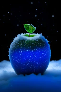 apple with snow and blue mood