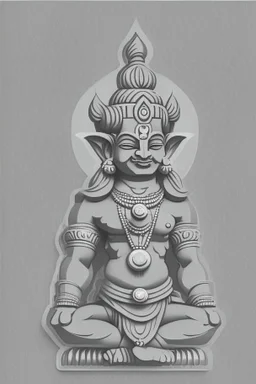 Hindu god Brahma，cute,sticker,Adobe Illustrator,grayscale,3D vector art,hand drawn, digital ,low-poly, retro aesthetic,Greek god with medium aesthetic theme, illustration, highly detailed, simple, smooth, clean vector, no jagged lines, smooth,