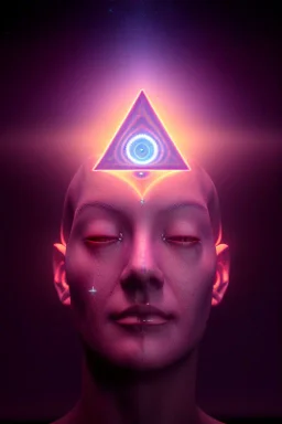 meditation, third eye, universe, fourth dimension, fractal, realistic, 8k, high quality, extreme detail, symmetrical, chakra, human