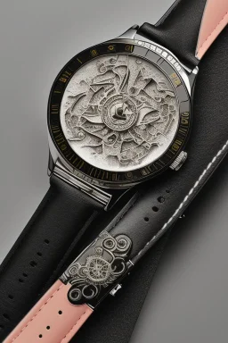 Black wristwatch decorated with ester flower