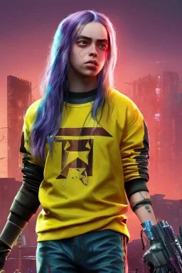 Billie Eilish, cyberpunk2077, booty, photorealistic