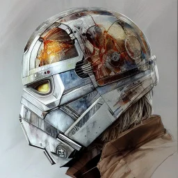 photorealistic luke skywalker helmet with weathered painting , illustration on coarse canvas by <agnes cecile> and <Yoji Shinkawa>, ornate and intricate details , soft smooth lighting, concept art,