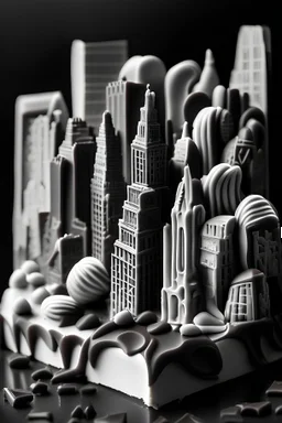 ville en chocolat noir et blanc
