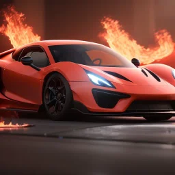 photo of a ultra realistic,set in fire hyper car, cinematic lighting, battered, low angle, trending on artstation, 4k, hyper realistic, focused, extreme details, unreal engine 5, cinematic, masterpiece