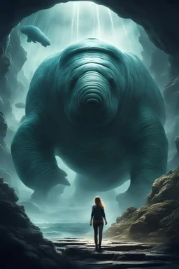 With each step, the captain's mind races, thoughts intertwining with the surreal events unfolding around her. She envisions the giant tardigrade as a guardian of knowledge, a bridge between worlds. Its presence becomes a psychological thriller, a puzzle to be solved, and a testament to the boundless wonders of the universe. But this encounter is not without danger. The giant tardigrade, sensing the crew's intentions, emits a low, ominous growl. Its eyes, multiple and multifaceted, fixate on the