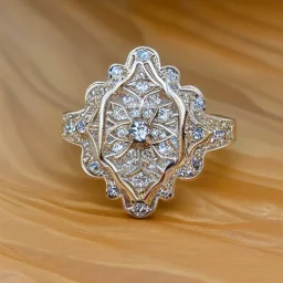 platinum and diamond art noveau ring, filigree, floral, breathtaking, highly ornate, delicate, intricate, photorealistic, high fashion, fine jewellery, luxury, designer