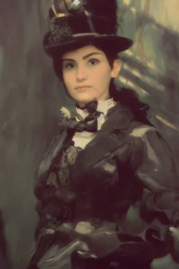 steampunk , portrait, visible brushstrokes, painterly,artist John Singer Sargent, painterly, highly detailed, close up, 4k