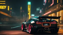 Veyron Super Sport ultimate need for speed tuning Mansory Cyberpunk 2077 neon Style Rear View, Super Detailed, desktop wallpaper, 4K
