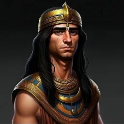 young egyptian nobleman with sharp features and long straight dark hair industrial era grimdark realistic