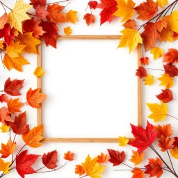 Square frame in autumn colors on a light background to remove