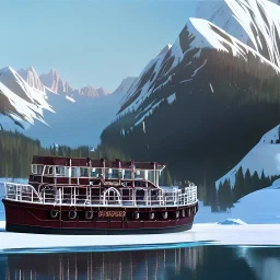 White sternwheeler steamboat winter alaska, nenana