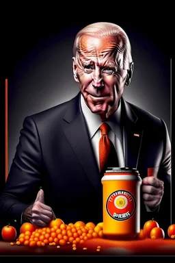 brand campaign for a new drink with orange and chili flavour with a Joe biden style