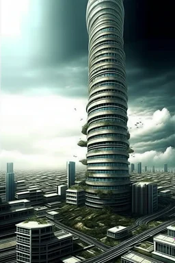 Mystical world, tall spiral buildings,
