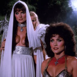 [photo from Sorceress (1982)] Leigh Harris and Lynette Harris during the famous sacrifice scene