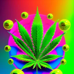 Marijuana, splash color, bright colors, neon, glow, Psychedelic, detail, 8k, bright light, surreal, haze