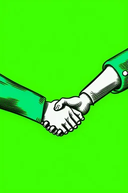 Handshake as a symbol of social help. colour ilustartion. fondo verde