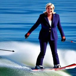 Marine Le Pen, en ski nautique