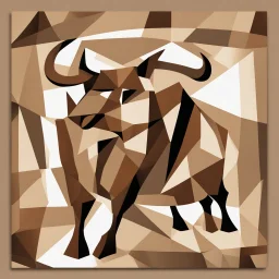 picasso style bull cubism brown