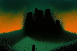 malignancy of nightmares, depicting a fear of being alone and a conveyor belt of faceless faces, trading high on the Human Misery index, Style by Zdzislaw Beksinski and Alessandro Gottardo and Arthur Secunda, surreal horror art, nightmarish, dynamic composition, dark color burn, based on the imagery of Zdzislaw Beksinski