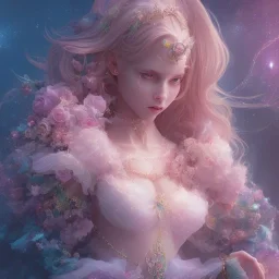 fée subtile rose et bleue et lumineuses dans un environnement magique