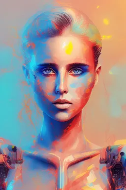  Danish singer MØ face,neon tones,Abstract Yoji Shinkawa,