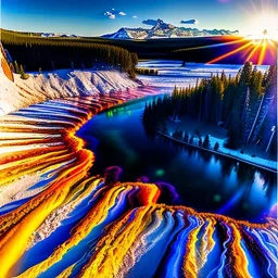 Yellowstone National Park,aerial view,extremely detailed digital painting, high resolution,8k, realistic, beautiful, volumetric lighting, mystical colors ,perfectly centered image, perfect composition, rim light, beautiful lighting,masterpiece, stunning scene, raytracing, anatomically correct, in the style Van Gogh and robert e howard and Ken Kelley and Ohrai Noriyoshi and Simon Bisley and tomzj1.